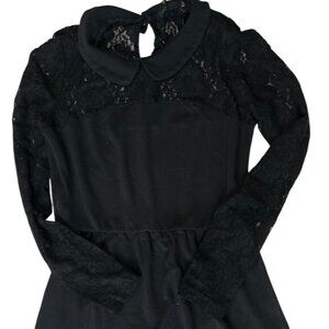 Zara TRF Womens Black Lace Long Sleeve Short Mini Fit & Flare Dress XS / M